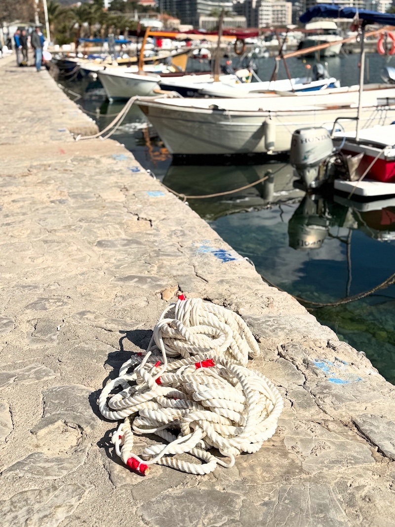 The installation of new mooring lines and rings on Pier C 